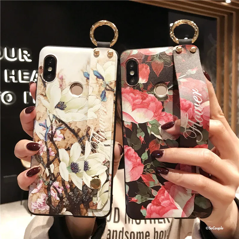 

SoCouple For Xiaomi 5X 6X 8 9 Case Wrist Strap Soft TPU Phone Case For Xiaomi Redmi Note 5 5A 6 7 Pro 4X Phone Holder Back Cover
