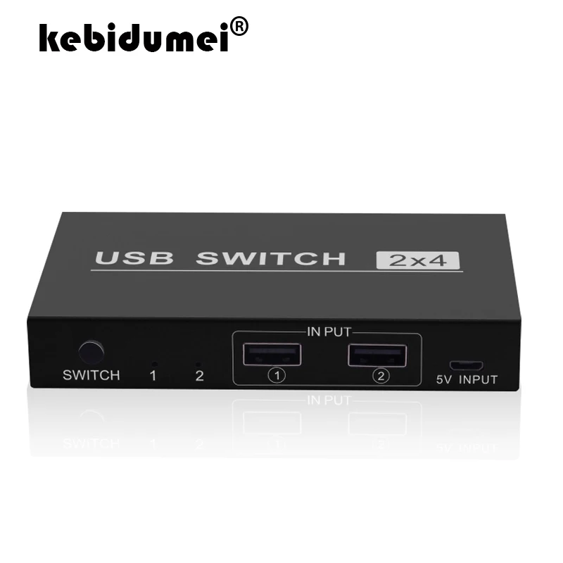 

kebidumei USB KVM Switch Box 2 Port PCs Sharing 4 Devices for Keyboard Mouse Printer Monitor with 2 USB Cables USB 2.0 Switcher