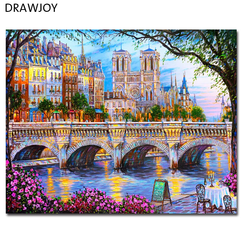 

DRAWJOY Framed Picture Painting & Calligraphy Landscape DIY Painting By Numbers Home Decor For Living Room GX7192 40*50cm