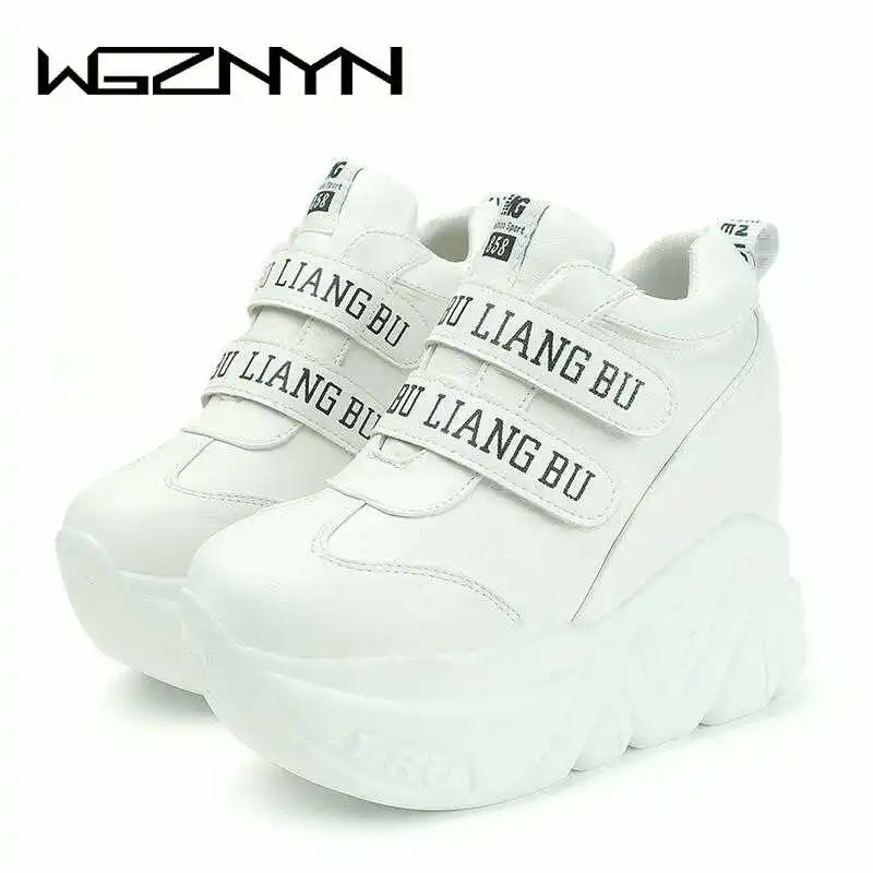 

WGZNYN Women Wedge Heel Ankle Boots Women Shoes with Increased Platform Sneakers Sole Girl Fashion Casual Hook&loop Shoes W409