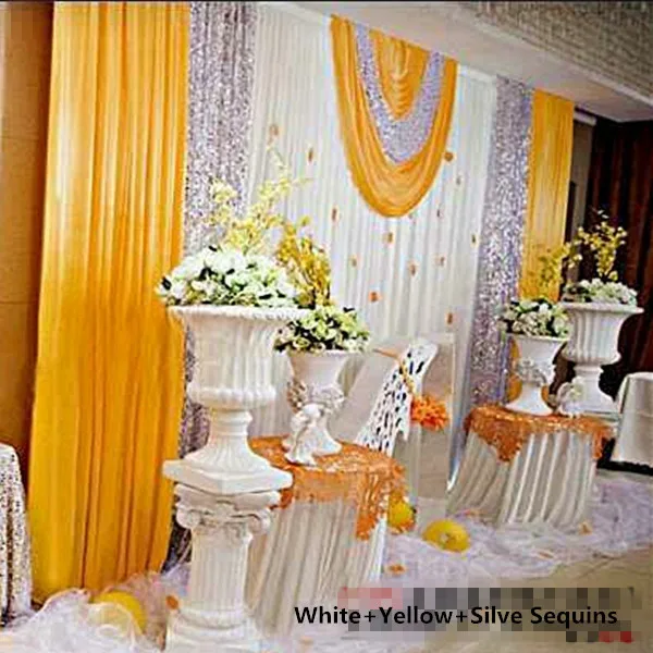 Фотофон для свадьбы желтого цвета с блестящими блестками 3*6 м|backdrop curtain|wedding backdrop