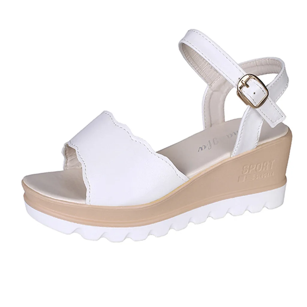 

Jaycosin sandals summer fashion word buckle with muffin thick bottom toe sweet student sandals Ankle Strap Beach Shoes