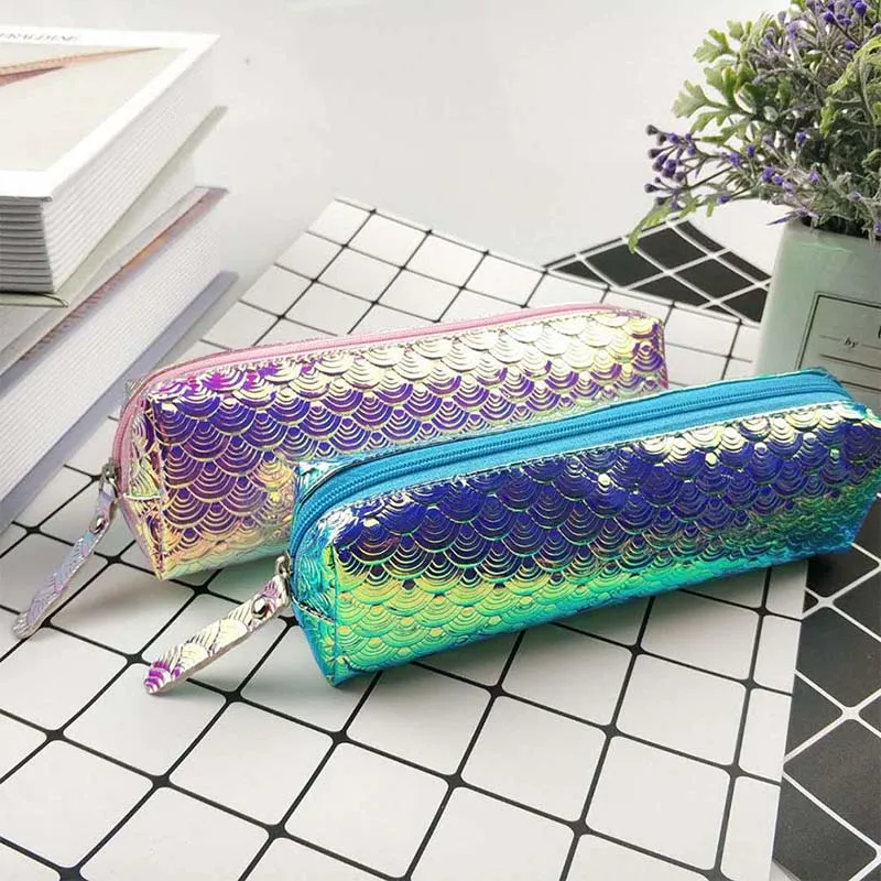 

Mermaid Scale Pencil Case Laser Glitter Pencil Bag School Creative Pencilcase For Office Supplies Kawaii Stationery Girls Gift