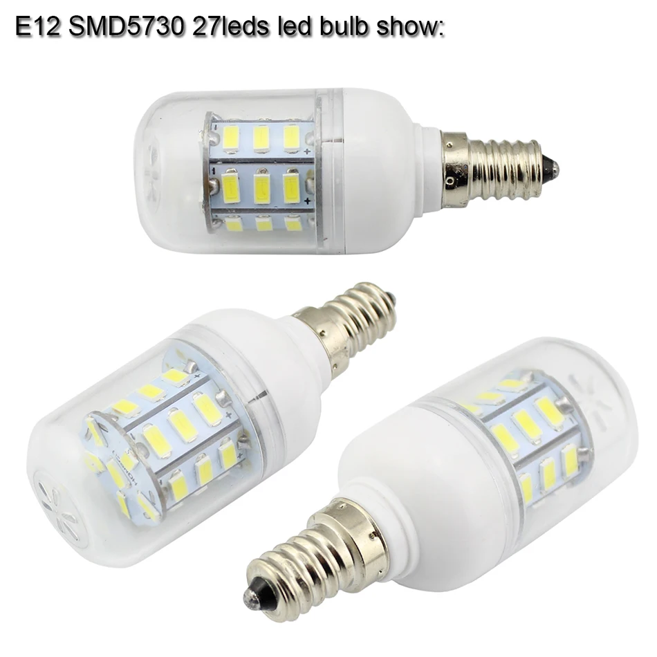 Joneaz 1x bombillas led E12 e14 E27 B22 12 volt 24v 110v 220v bulb lights 5730 27 leds super bright energy saving lamp for home