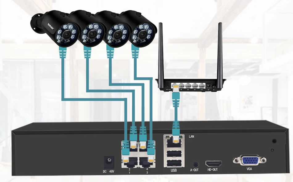 Smar H.265 4MP Surveillance CCTV System 4CH POE NVR Kit 4MP Bullet PoE IP Camera Waterproof Outdoor Video Surveillance Kit (18)