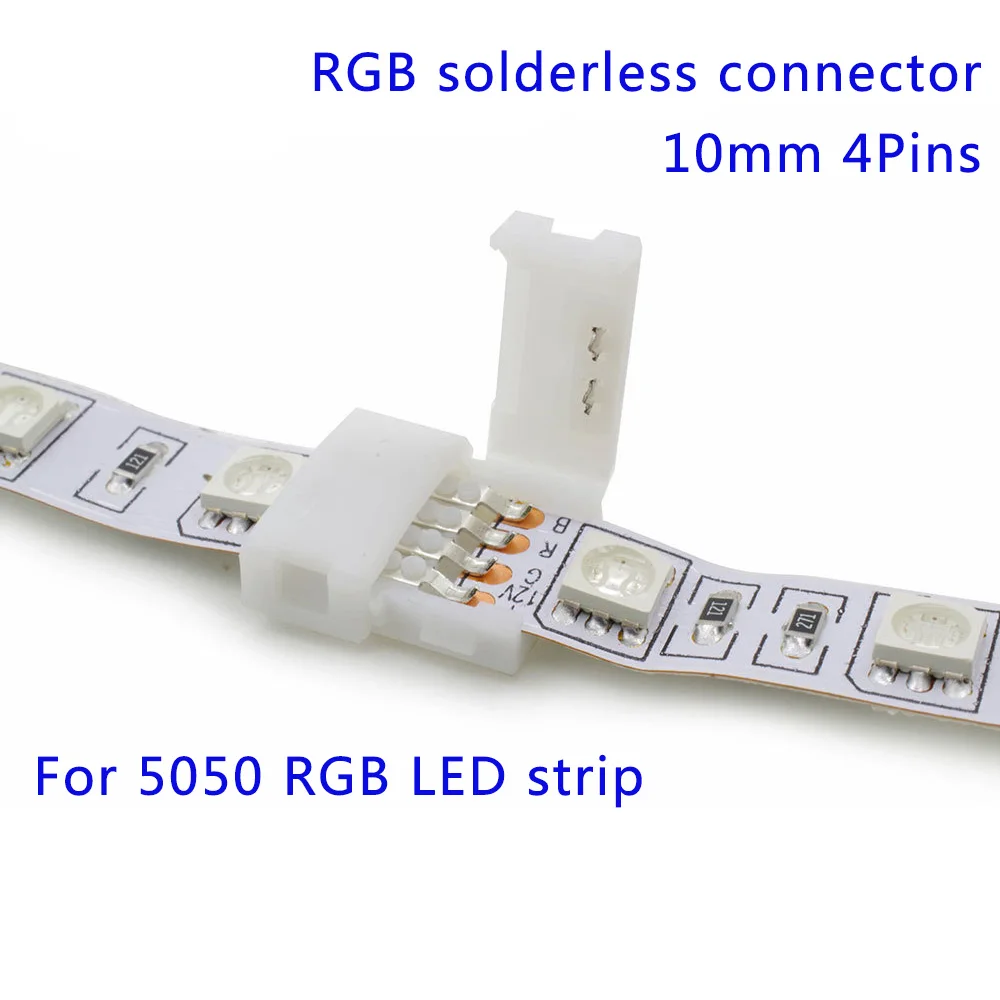 RGB solderless connectors quick connector 4 Pins 10mm usage for 5050 RGB LED Strips 5pcs/lotin