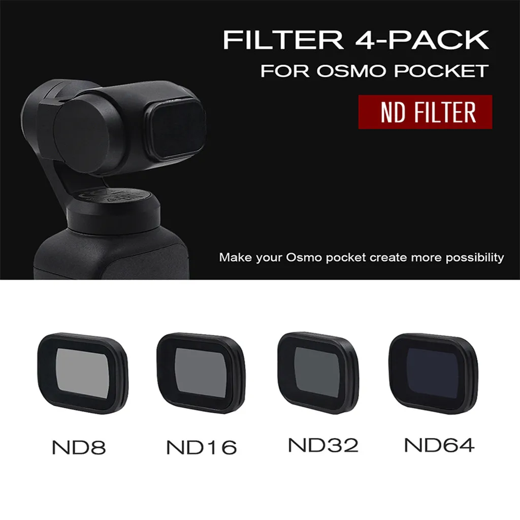 4PC ND8+ ND16+ ND32+ ND64 фильтры для объектива камеры для DJI OSMO Pocket водонепроницаемая крыша и маслостойкая и устойчивая к царапинам эффективно