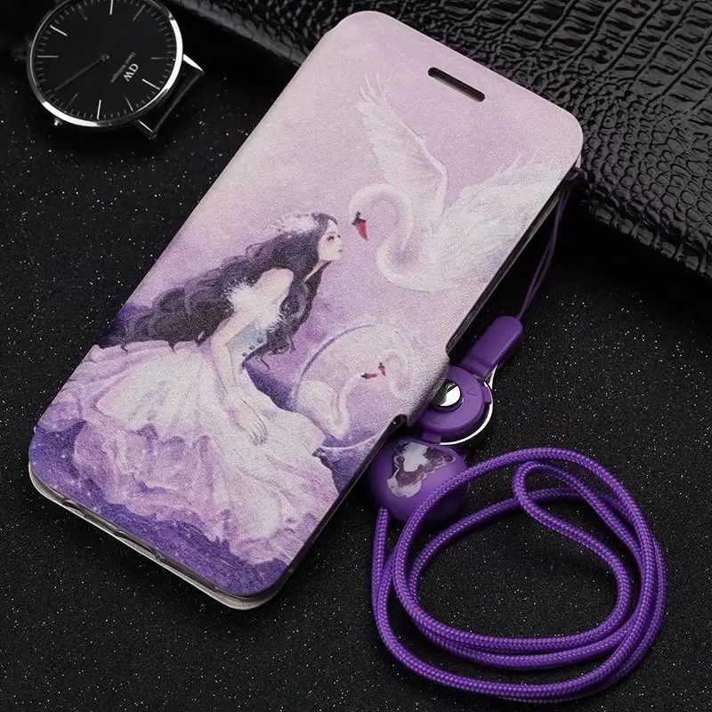 Girl PDGB чехол для iPhone 5 5S SE 6 6s Plus 7 8 Plus X XR XS Max цветной кожаный чехол с изображением бабочки цветочной башни+ ремешок - Цвет: Girl