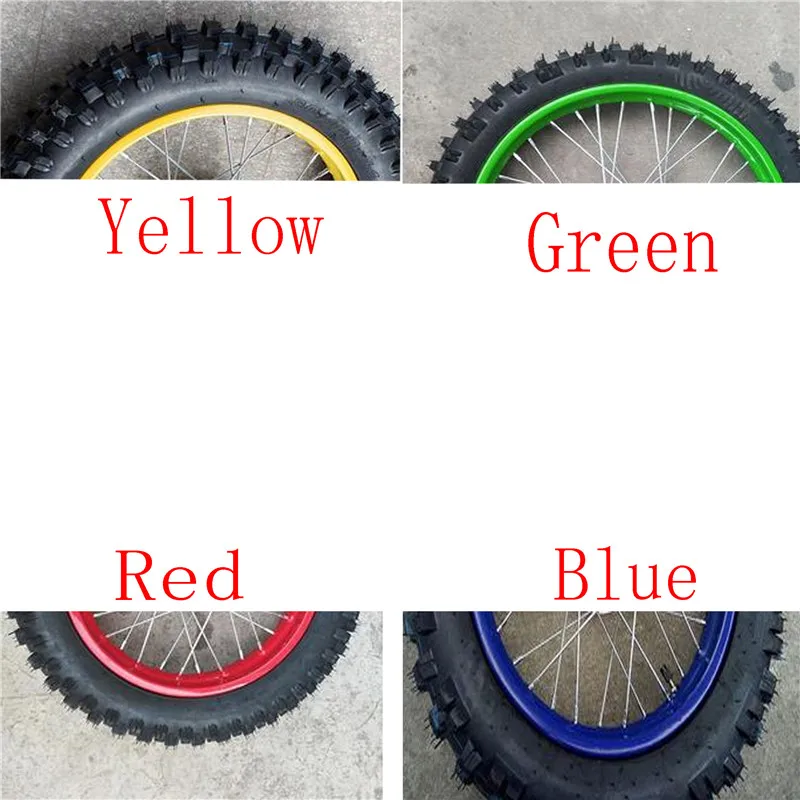 80/100-12 Guangli Tyres 1.85 x 12inch Rear Rims Wheel Steel Hub Black Wheels 32 spoke 15mm axle hole dirt pit bike Kayo Apollo