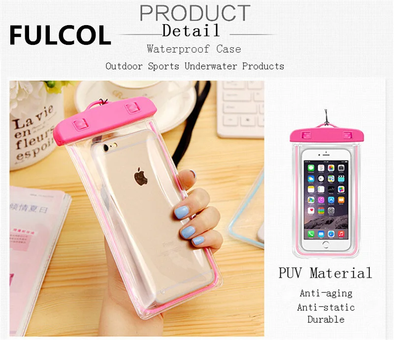 

FULCOL High Quality Fluorescent Swim Waterproof Pouch Cover Case For Oneplus 6T 6 Oneplus 5T 5