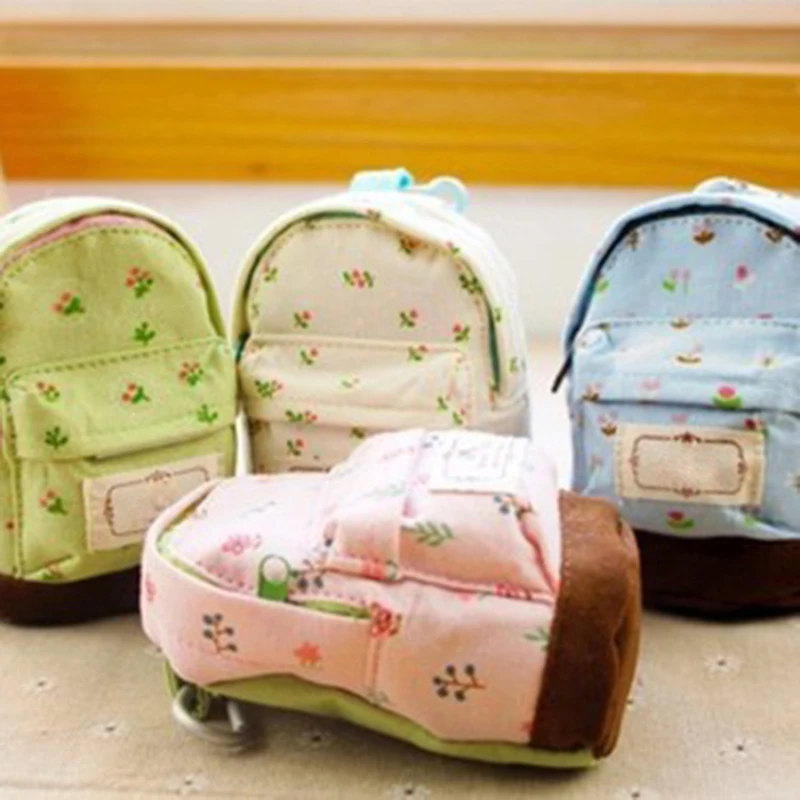 

50 piece /pack Mini cion wallets bag style bookbag shape cute little flower pattern green blue pink beige free drop shipping