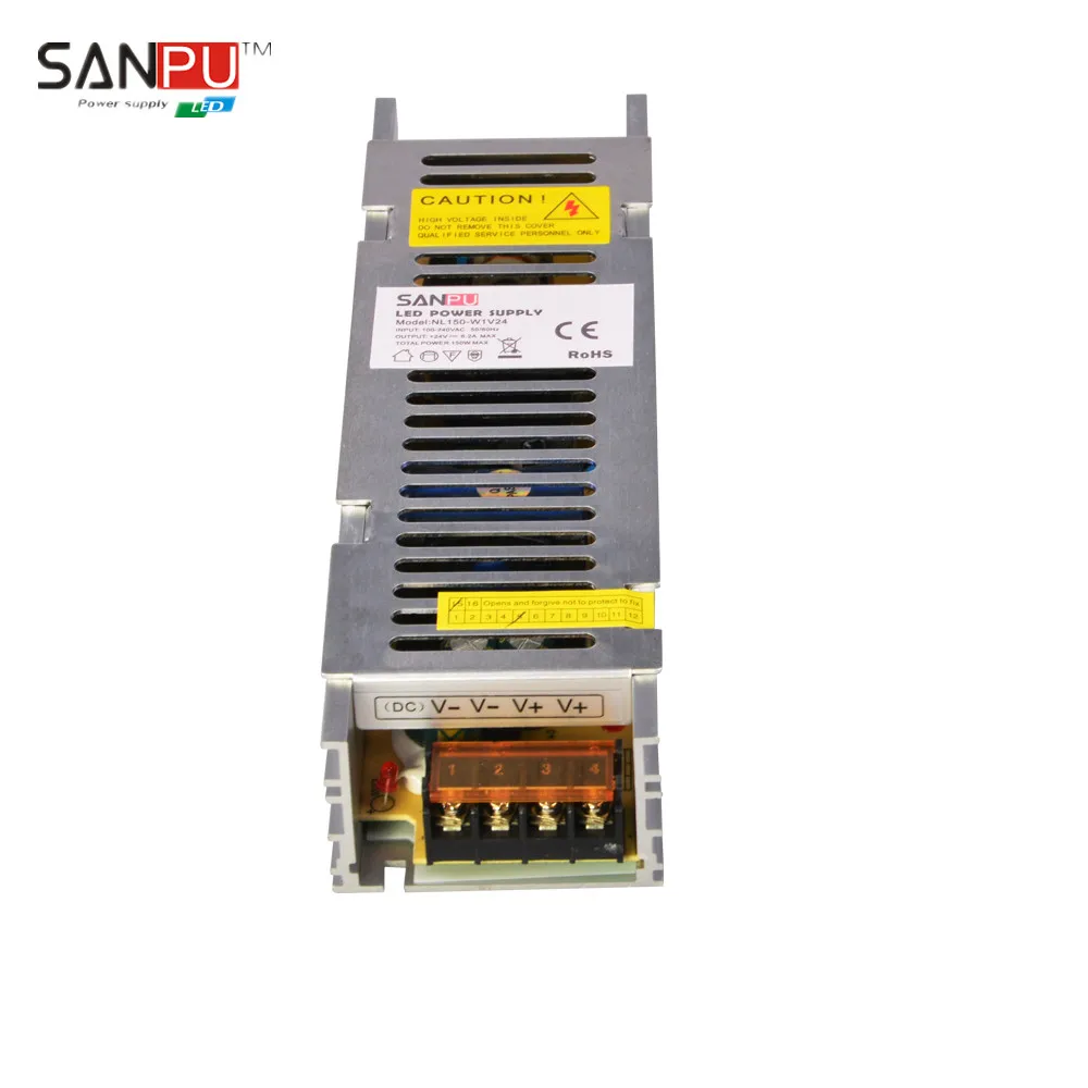 Sanpu smps 24 В Светодиодный источник питания 150 Вт 6А постоянного напряжения импульсный драйвер 110 в 120 В ac/dc трансформатор освещения безвентиляторный алюминиевый