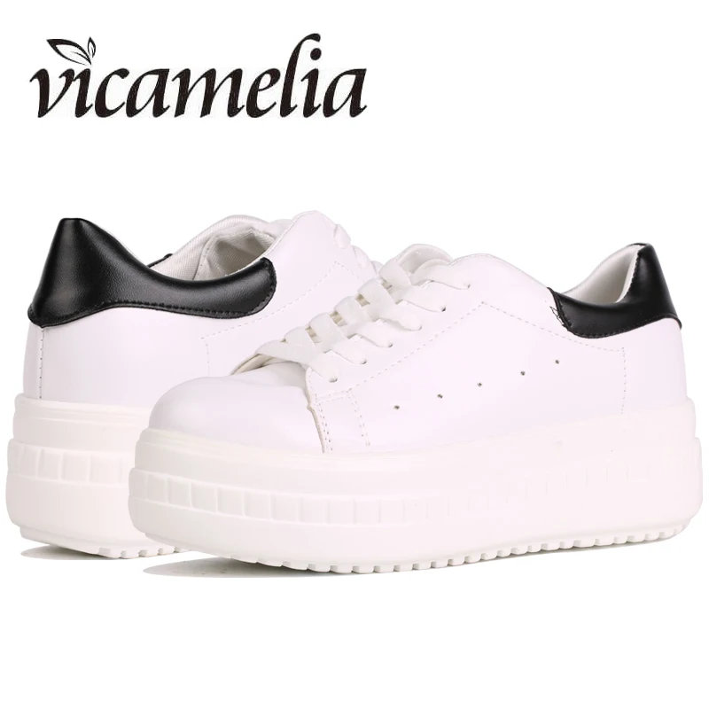 

Vicamelia 2018 Fashion Women Shoes White Flat Platform Shoes Lace Up Casual Shoes Slipony Ladies Footwear Chaussures Femme 005