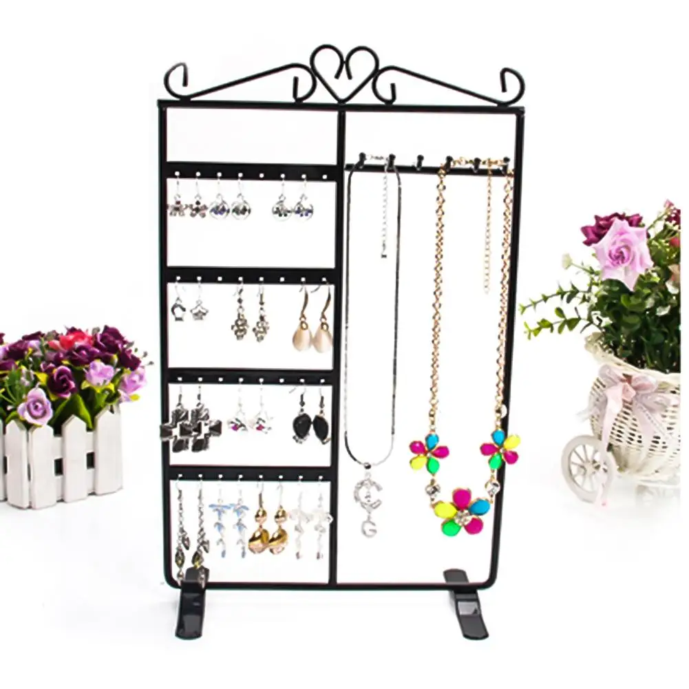 

32 Holes 6 Hooks Necklace Hang Stand Holder 4 Tiers Jewelry Show Rack Organizer New