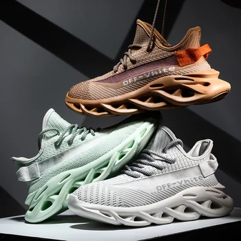 

Summer Men's Shoes 2020 new of the trend breathable sports leisure night light personality Flying weaving INS Couple shoes