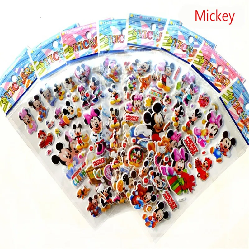 10 Sheets 3D Puffy Bubble Stickers Cartoon Spiderman Dinosaur Pikachu Waterpoof DIY Stickers Emoji PVC Scrapbook Gifts For Kids
