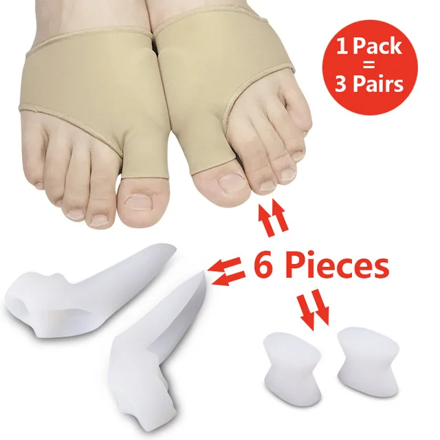 

6 Piece/pack Toe Separator Hallux Valgus Tool Thumb Valgus Protector Bunion Adjuster Pain Relief Straighten Bent Toes Feet Care