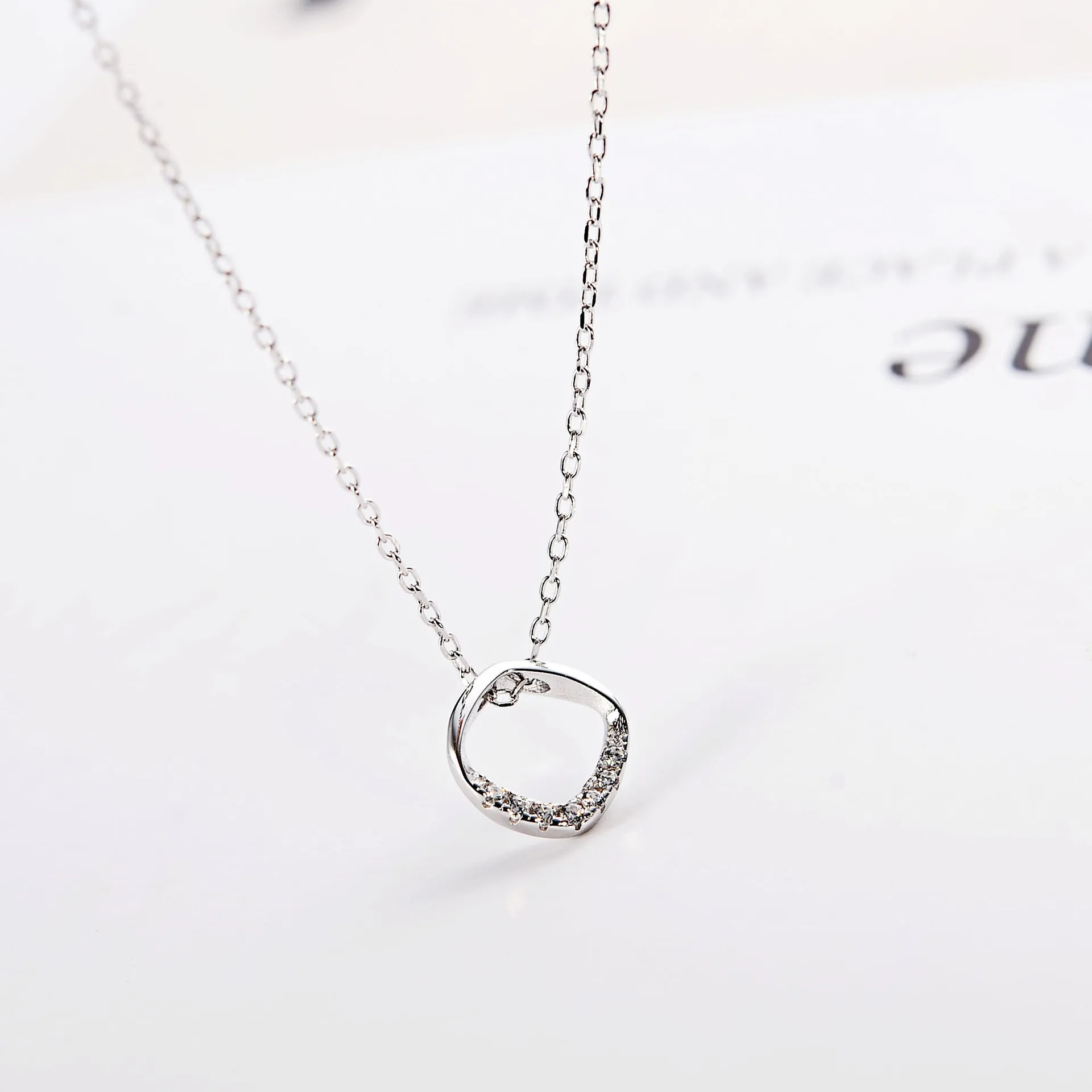 square geometric zircon necklace woman 100% 925 Sterling silver nacklace Jewellery Clavicle chain pendant charms gift
