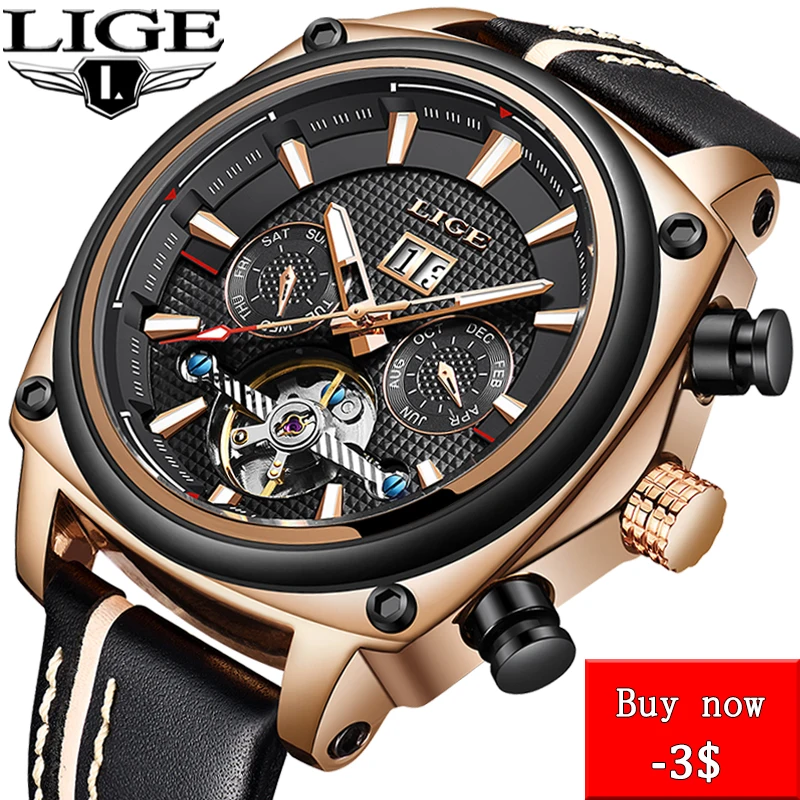 

Relogio Masculino 2019 New LIGE Mens Watches Brand Luxury Automatic Mechanical Date Watch Male Tourbillon Waterproof Sport Watch