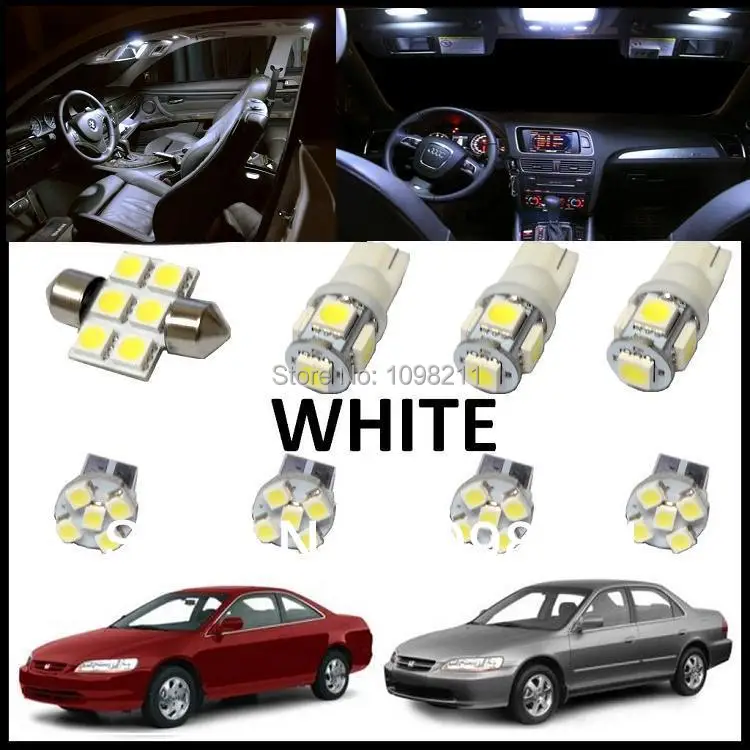 8pcs Set White Led Lights Interior Package Kit For Honda