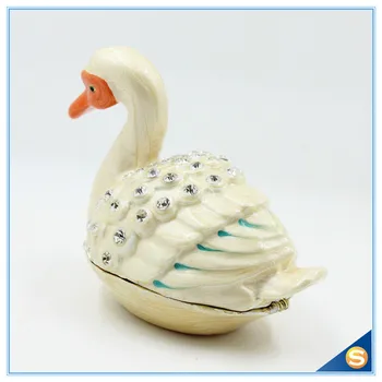 

Lovely Duck Decorative Box Jewelry Box Enamel Pewter Trinket Box