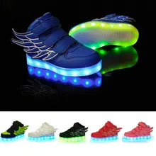 Г. Новая Осенняя разноцветная детская обувь, светодиодный USB перезаряжаемая детская спортивная обувь из искусственной кожи для мальчиков и девочек Размер 25-37, легкая