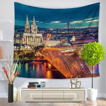 

Bustling City Tapestry Wall Hanging Throw Mat Bedspread Blanket Rug Yoga Mat Picnic Cloth Home Bedroom Rug Decor