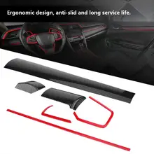 6 Pcs In Fibra di Carbonio Console Centro Cruscotto Copertura Trim Adesivi Decorativi per Honda Civic 10th 2016 2017 2018 Accessori per Auto