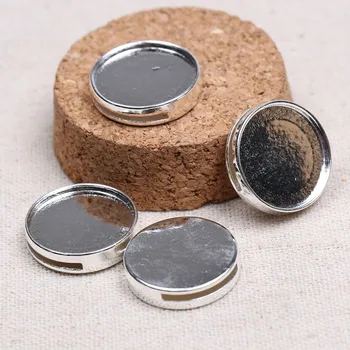 

onwear 20pcs silver plated fit 20mm round slider cabochon base setting diy leather bracelet blanks for jewelry making