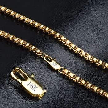 

Gold Color Chain Necklace For Men Women Accessories Box Chain Wholesale Jewelry DIY 20 inch Long Venice Chains