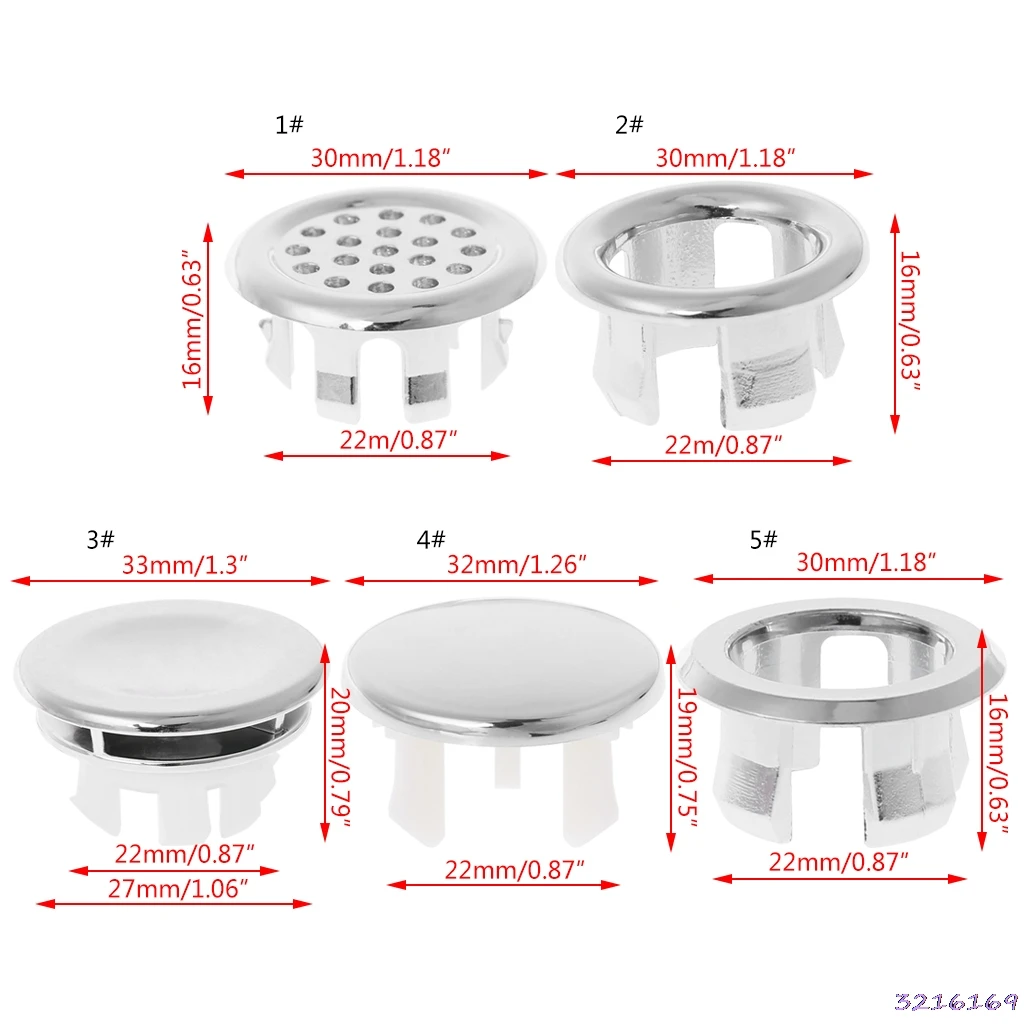 Ванная раковина кольцо для защиты от переполнения шестифутовая круглая вставка хромированное отверстие крышка