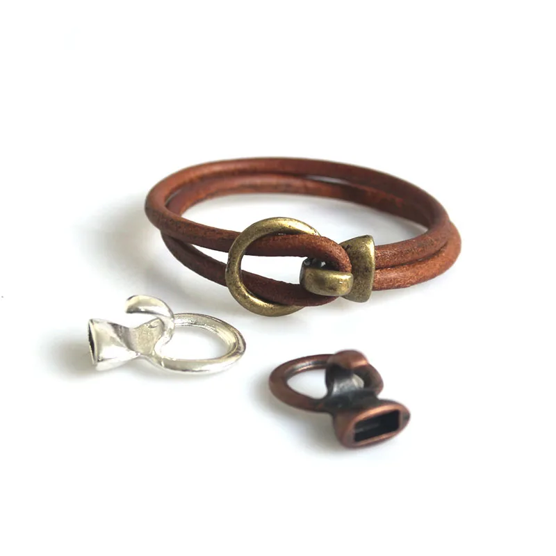 5pcs Antique Open Hook Clasps All in One Clasp for 5mm Round Leather