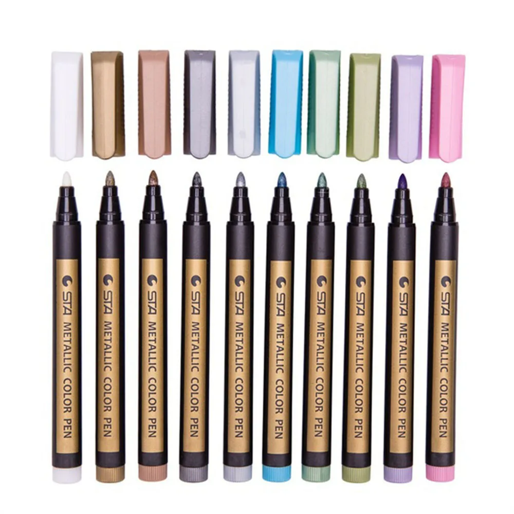

1pcs 2mm Colored Metallic Permanent Paint Markers Birthday Gift Card Silver Gold White Marker School Office Supply