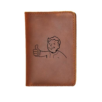 

Engraved Name Leather Passport Holder Women Travel Wallet ID Business Card Holders Engraved Picture Game Fallout Passport Cover