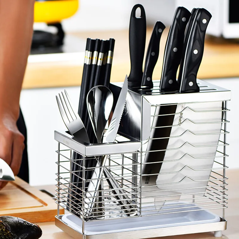 Multi-function Stainless steel hanging chopstick knife rack fork cage spoon holder reinforced kitchen supplies cutlery organizer