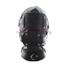 Soft Pu Leather Mask Bondage Hood With Adjustable Dildo Gag Blindfold Fetish Cosplay Slave Mask Adult Game Sex Toys For Couples