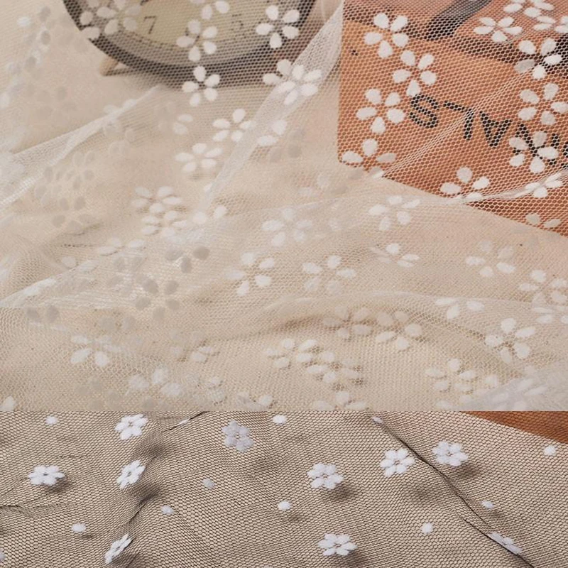 

Lace Fabric White Rose Soft Lace Dress Wedding Fabric 1.2m width 5yard