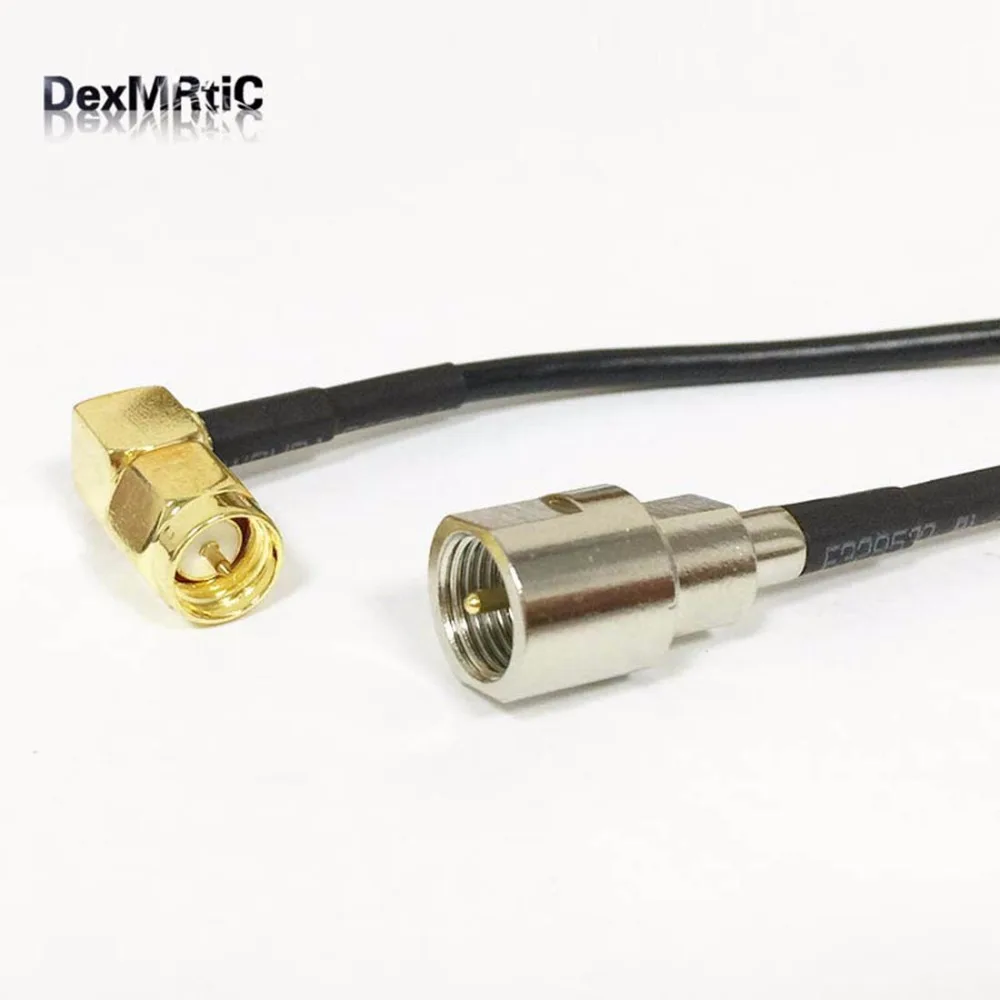 

New SMA Male Plug Right Angle Connector Switch FME Male Plug Connector RG174 Wholesale 20CM 8" Adapter