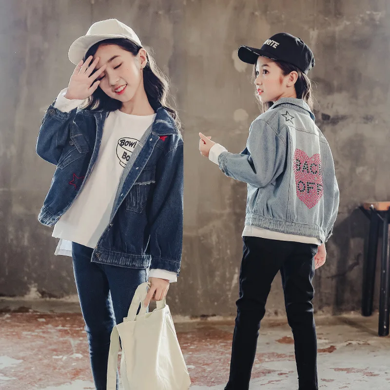 

2018 Toddler Girls Jackets Denim Coats For Girls Children Autumn Jackets Kids Girls Clothes 6 8 9 10 11 12 Year Teenage Clothing
