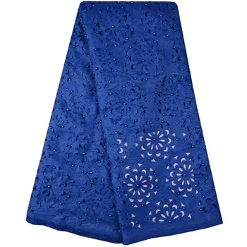 

2017 Royal Blue Guipure Cord Lace Fabric Latest Embroidered Cord Guipure Lace Fabric High Quality Water Soluble Lace Fabric 743B