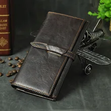 Высокое качество,, мужской модный длинный двойной кошелек из натуральной кожи с отделением для карт и монет, Чековая книжка, кошелек на молнии