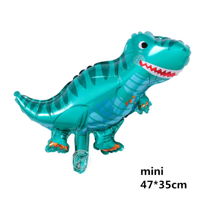 1 шт. воздушные шары в виде динозавра 18 дюймов круглые воздушные шары из фольги в виде динозавра с изображением дракона из мультфильма, вечерние украшения для дня рождения, детские игрушки - Цвет: mini blue dinosaur