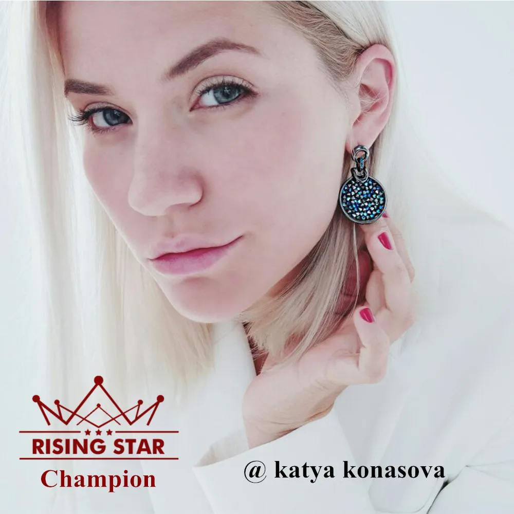 Viennois Gun/Rose Gold Color Dangle Earrings For women With Crystals Paved Round Vintage Earrings Jewelry