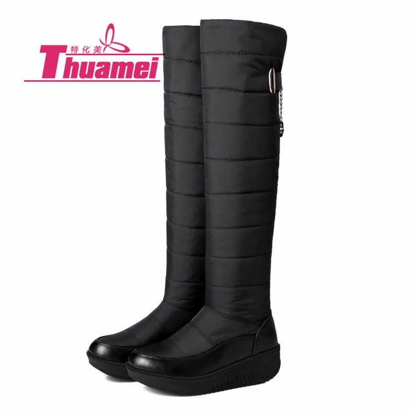 

Platform High Heels Sexy Motorcycle Women Boots Snow Women's Fashion Knee High Autumn Winter Boots Shoes Woman Botas #Y0774683F