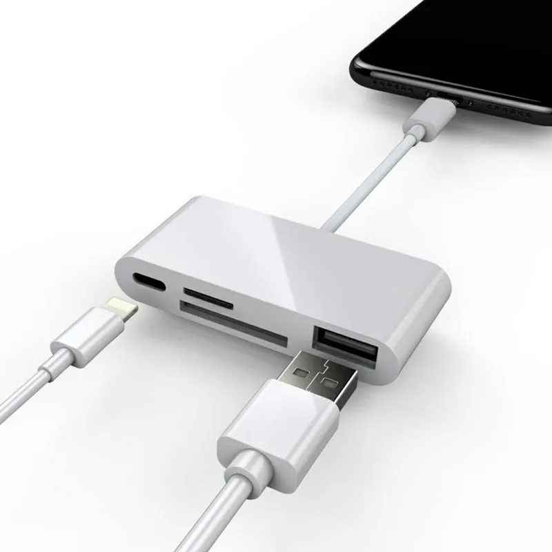 

Eaget 4 in 1 OTG Card Reader Lightning to SD TF Micro sd Multi-function Card Reader USB 2.0 Adapter Converter for iPhone iPad...