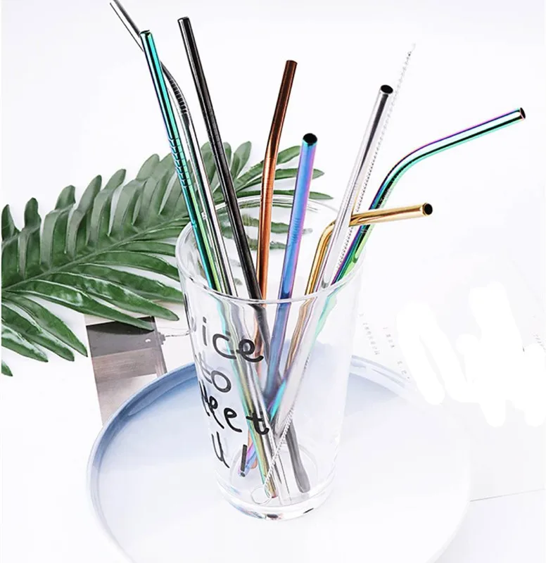 

Eco Friendly Reusable Straw 304 Stainless Steel Straw Metal Smoothies Drinking Straws Set