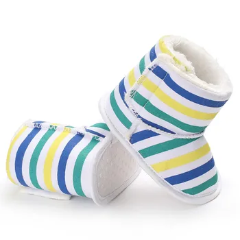 

High Quality Baby Boots Girls Boys Boots Crib Babe Kids First Walkers Stripped Infant Toddler Winter Keep Warm Booty Shoes