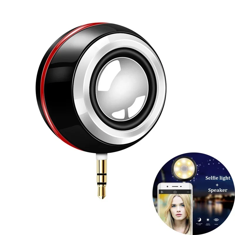 Portable 3.5mm AUX Audio Jack Mini Wireless Speaker Clear Bass Speaker With Selfie Light Rechargeable for Phone Pad Laptop PC