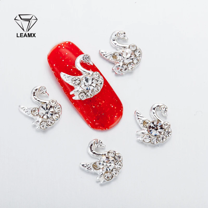 

10Pcs 3D Nail Art Decorations Metal Swan shape Rhinestones Nails Charms Diamonds For Manicure Decor