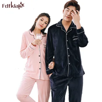 

Fdfklak Couple Pijamas Family Pajamas Autumn Winter Long Sleeve Couple-Pajamas Sleepwear Sets Home Clothes Nightwear M-XXL Q604
